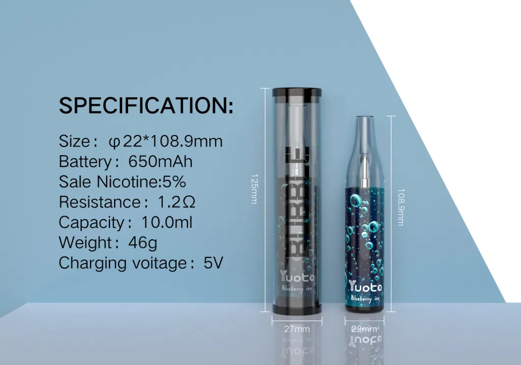 Electronic Cigarette 10ml Yuoto Bubble Rechargeable Mesh Coil E-Cig Pen Wholesaler Disposable Vape 4000 Puffs 650 mAh Pod Vaporizer Factory 2% 5% Nicotine Bar