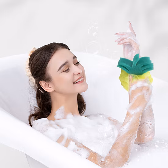 Boule de bain de sel colorée, éponge de bain bouffante de douche, boule de gommage de fleurs de bain